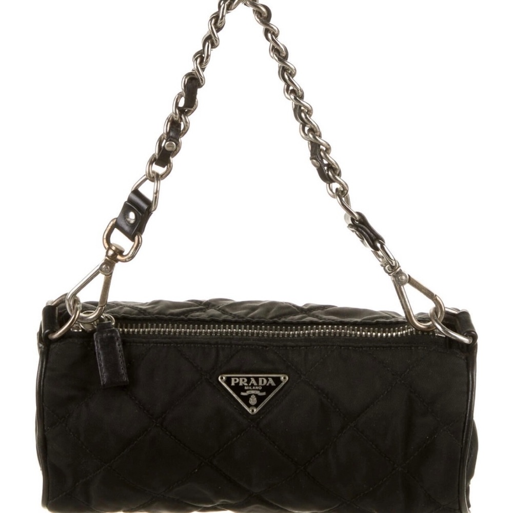 ||SOLD|| Prada black quilted tessuto pochette bag